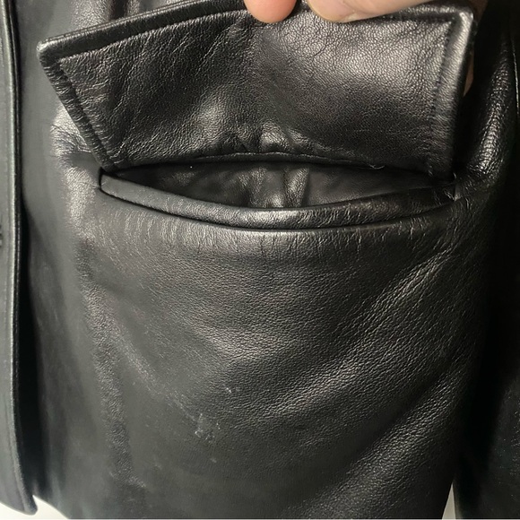 Vintage J.Crew Women’s Black Button Front Genuine Leather Jacket Made In USA M - Picture 6 of 9